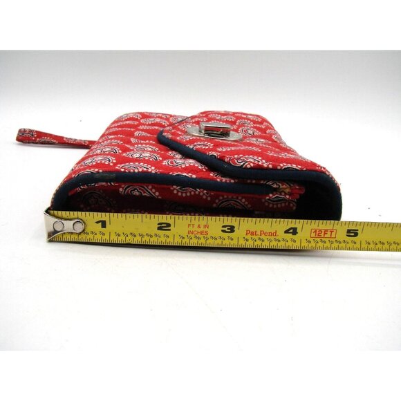 Vera Bradley Red Bandana Petite Paisley Printed Turnlock Wristlet Wallet Quilted - Picture 10 of 12
